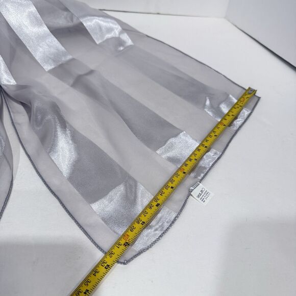 Women’s Gray Satin Silver Stripe Scarf Sheer Lightweight Wrap 60”x12.5” - Picture 9 of 14